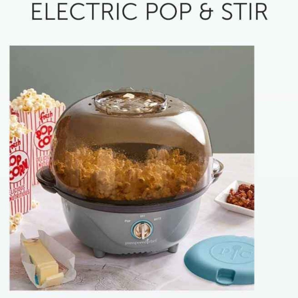 Pampered Chef Electric Pop & Stir Popcorn Maker - Gray and Blue